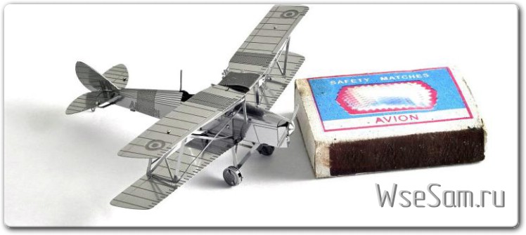 3D Metal Puzzle. Сборная модель легкого многоцелевого самолета Tiger Moth